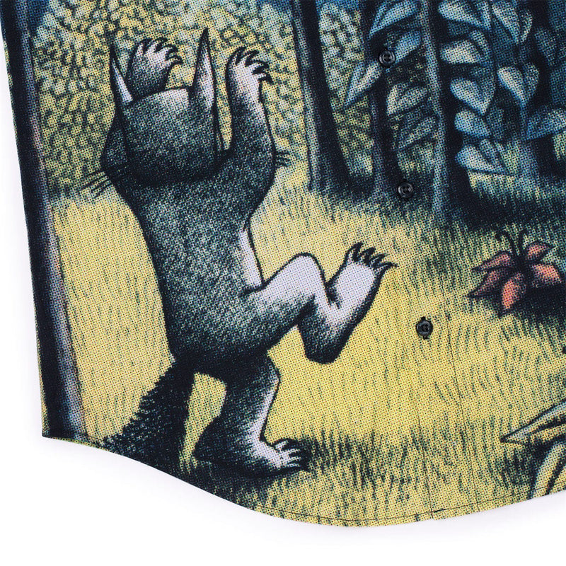 RSVLTS Howl at the Moon KUNUFLEX Short Sleeve Shirt in Black — detail 5
