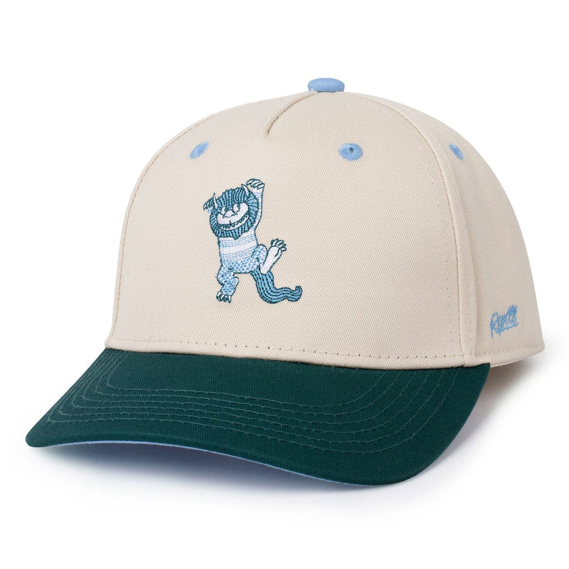 RSVLTS Moishe Monster 5-Panel Curved Brim Hat in Green — front view