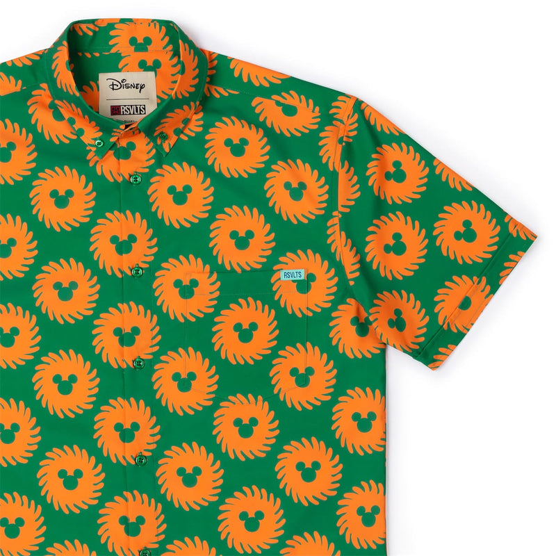 RSVLTS Mickey del Sol KUNUFLEX Short Sleeve Shirt in Green — front view