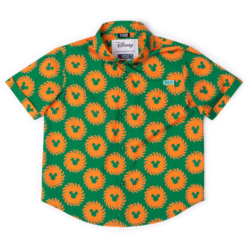 RSVLTS Mickey del Sol Preschool KUNUFLEX Short Sleeve Shirt in Green — front view