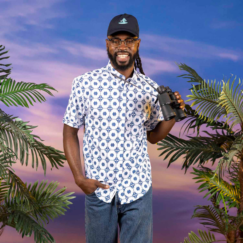 RSVLTS Isle Tile Mickeys KUNUFLEX Short Sleeve Shirt in Blue — detail 2