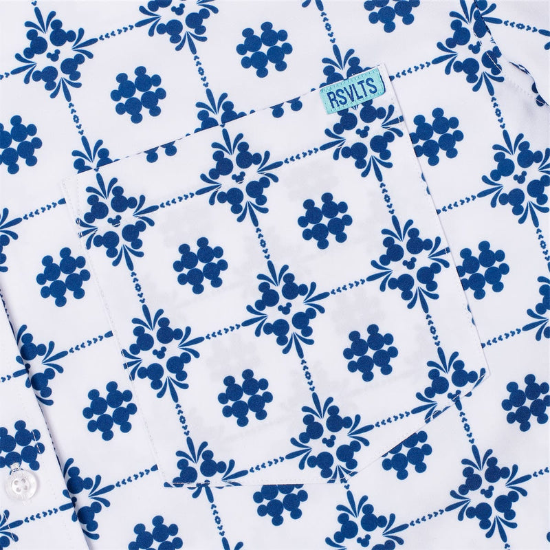 RSVLTS Isle Tile Mickeys KUNUFLEX Short Sleeve Shirt in Blue — detail 3