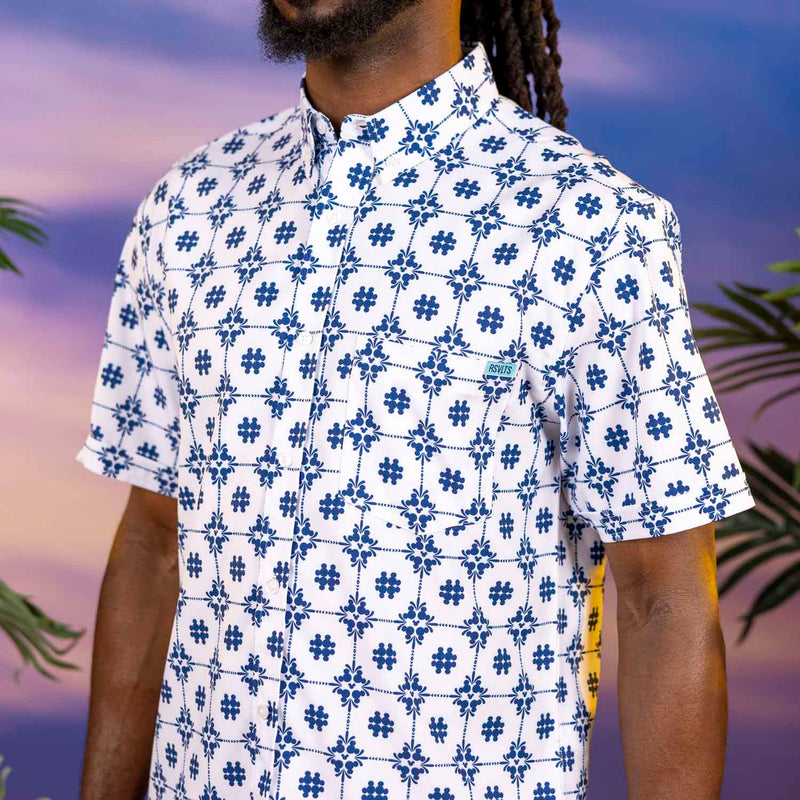 RSVLTS Isle Tile Mickeys KUNUFLEX Short Sleeve Shirt in Blue — detail 4