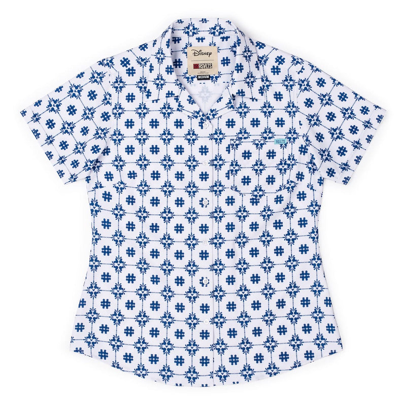 RSVLTS Isle Tile Mickeys Women's KUNUFLEX Short Sleeve Shirt in Blue — detail 2