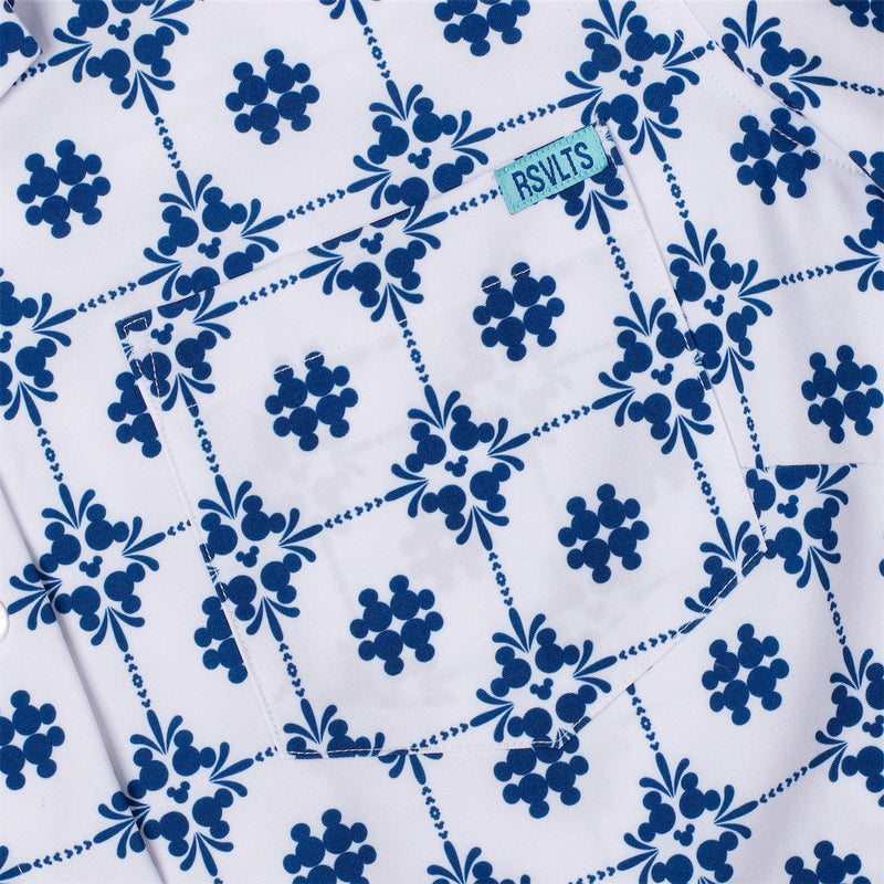 RSVLTS Isle Tile Mickeys Women's KUNUFLEX Short Sleeve Shirt in Blue — detail 4