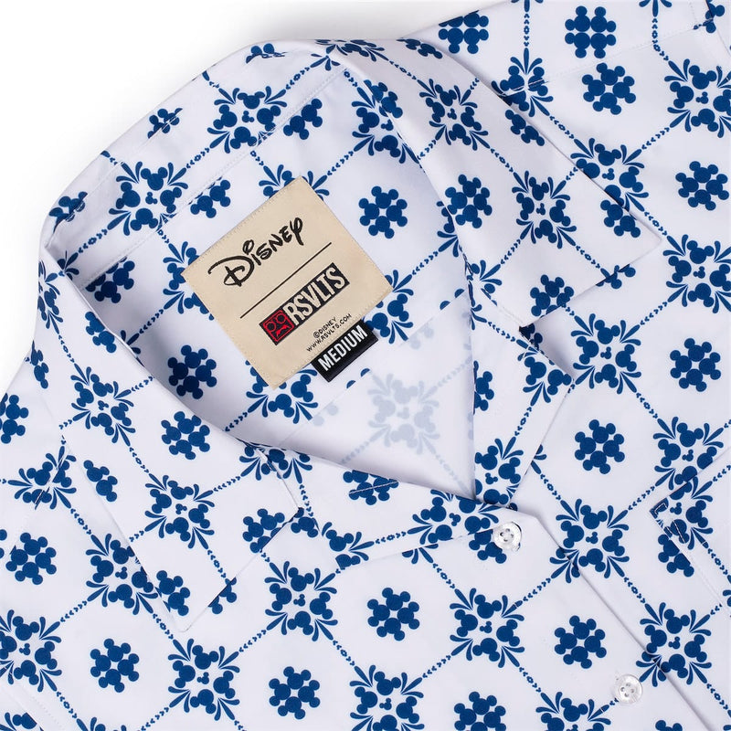 RSVLTS Isle Tile Mickeys Women's KUNUFLEX Short Sleeve Shirt in Blue — detail 6