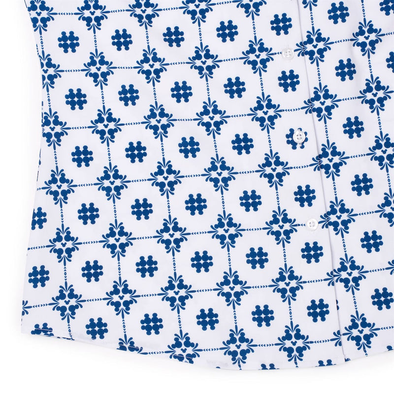 RSVLTS Isle Tile Mickeys Women's KUNUFLEX Short Sleeve Shirt in Blue — detail 7