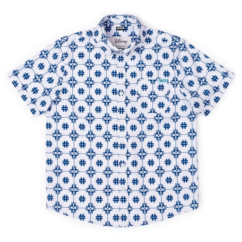 RSVLTS Isle Tile Mickeys Youth KUNUFLEX Short Sleeve Shirt in Blue — front view