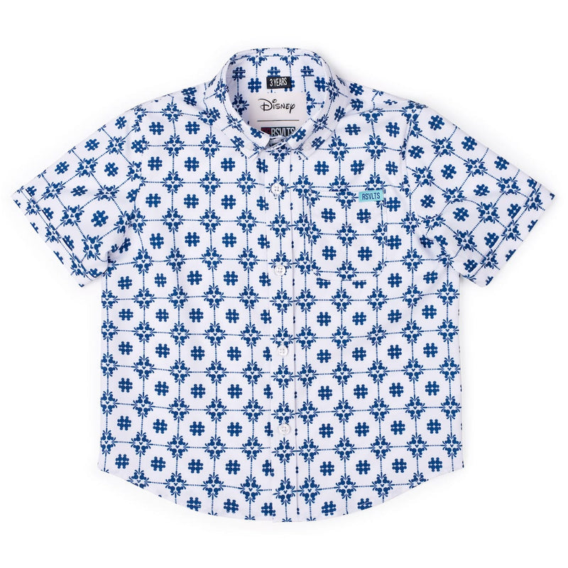 RSVLTS Isle Tile Mickeys Preschool KUNUFLEX Short Sleeve Shirt in Blue — front view