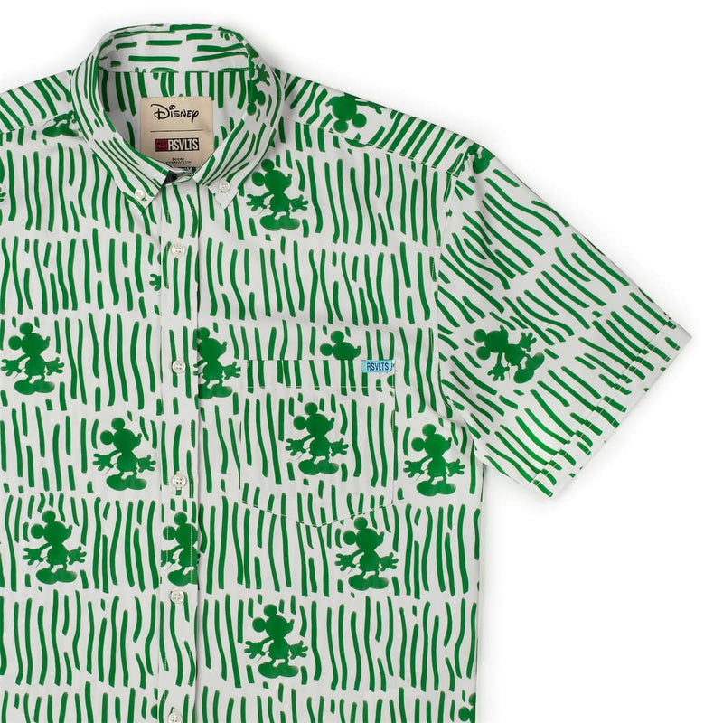 RSVLTS Sand & Squiggles KUNUFLEX Short Sleeve Shirt in Green — front view