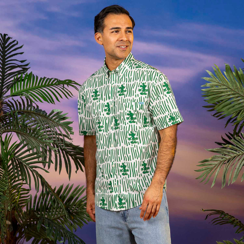 RSVLTS Sand & Squiggles KUNUFLEX Short Sleeve Shirt in Green — detail 2