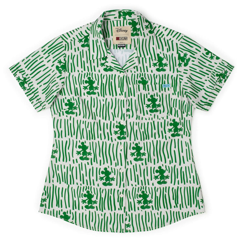 RSVLTS Sand & Squiggles Women's KUNUFLEX Short Sleeve Shirt in Green — detail 2