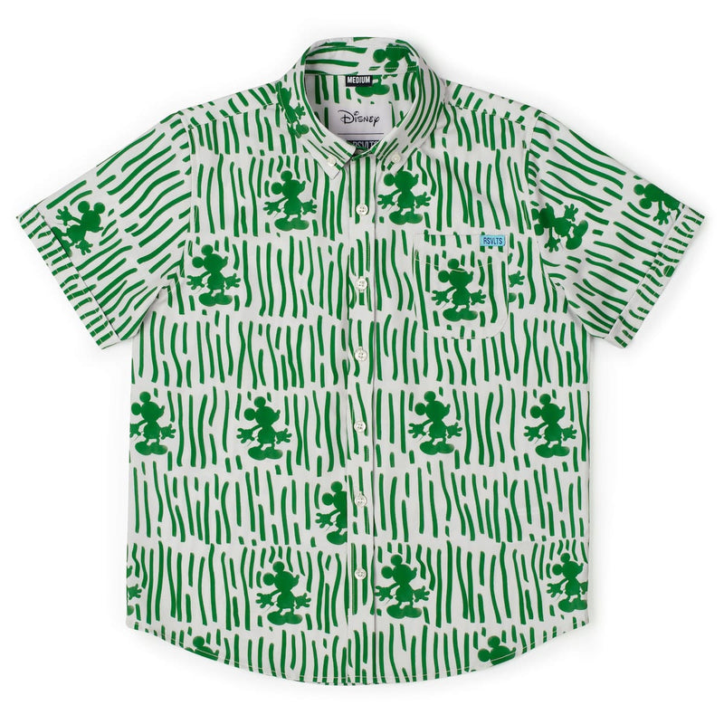 RSVLTS Sand & Squiggles Youth KUNUFLEX Short Sleeve Shirt in Green — front view
