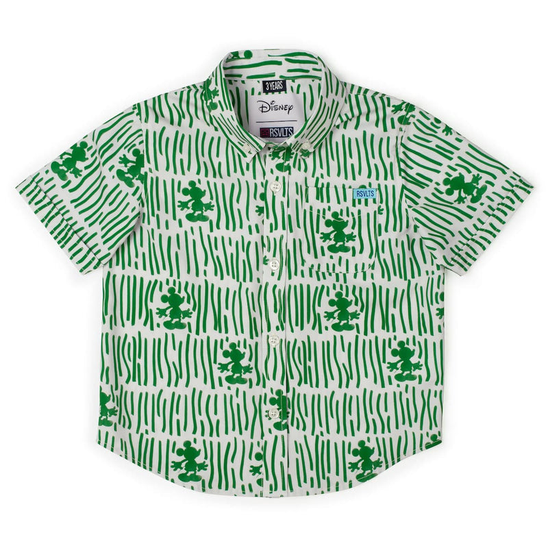 RSVLTS Sand & Squiggles Preschool KUNUFLEX Short Sleeve Shirt in Green — front view