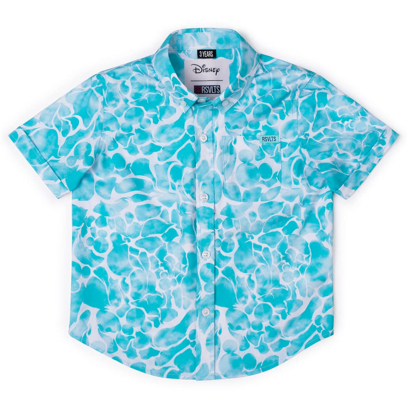 RSVLTS Aqua Mickeys Preschool KUNUFLEX Short Sleeve Shirt in Blue — front view
