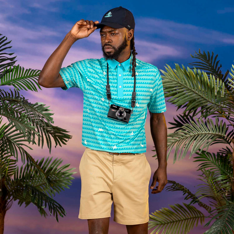 RSVLTS Hang Eight All-Day Polo in Blue — detail 2