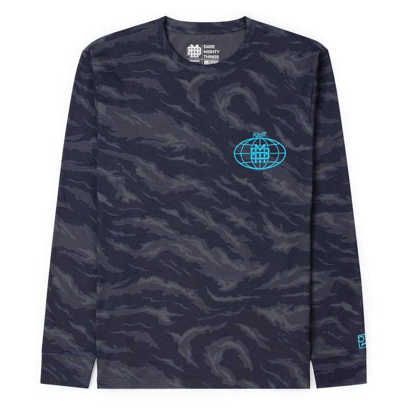 RSVLTS Dare Mighty Things Corp. Long Sleeve Performance Tee in Gray — front view