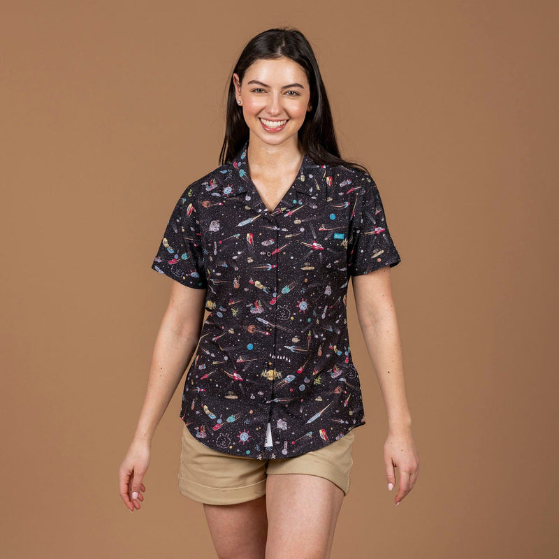 RSVLTS Waldo in Space Women's KUNUFLEX Short Sleeve Shirt — front view