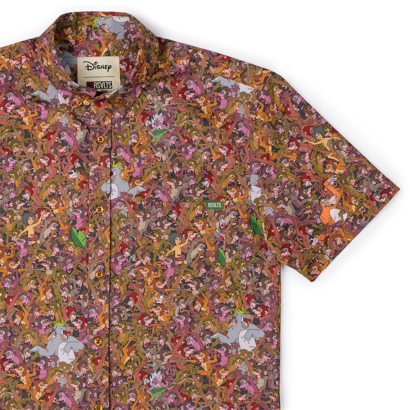 RSVLTS Monkey Business KUNUFLEX Short Sleeve Shirt in Brown — front view