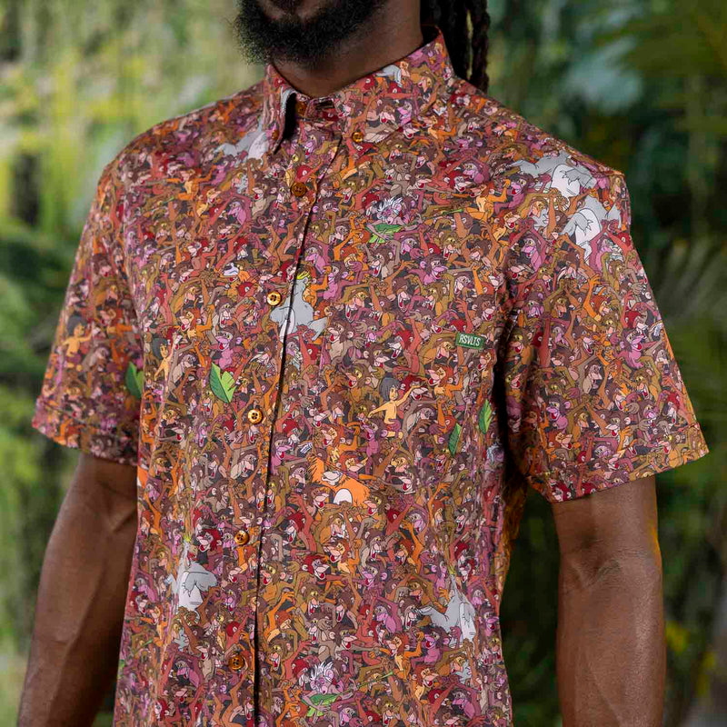 RSVLTS Monkey Business KUNUFLEX Short Sleeve Shirt in Brown — detail 4