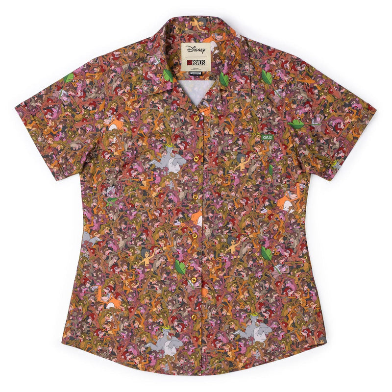 RSVLTS Monkey Business Women's KUNUFLEX Short Sleeve Shirt in Brown — detail 2