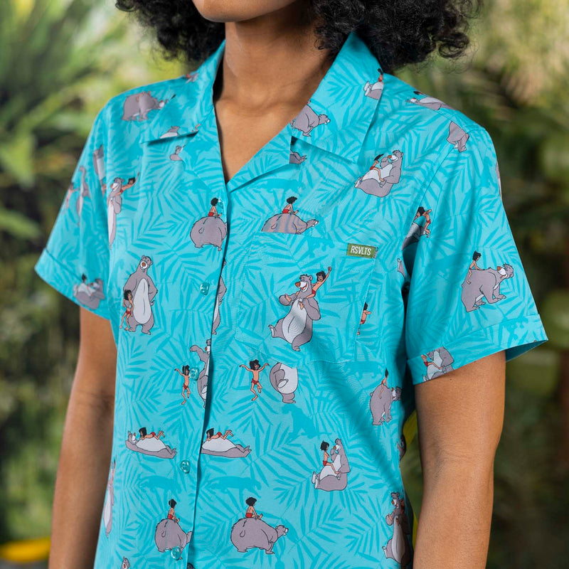 RSVLTS Bare Necessities Women's KUNUFLEX Short Sleeve Shirt in Blue — detail 3