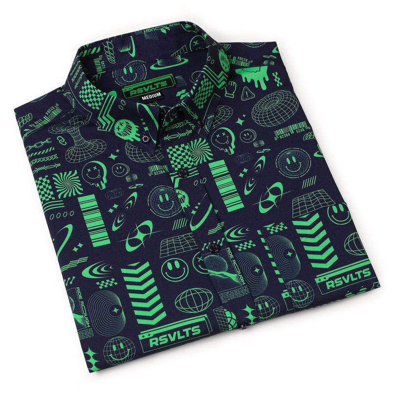 RSVLTS World Wide Widgets KUNUFLEX Short Sleeve Shirt in Black — detail 3