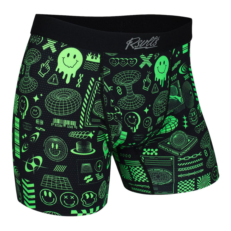 RSVLTS World Wide Widgets Single-Pack Boxer Briefs in Black — front view