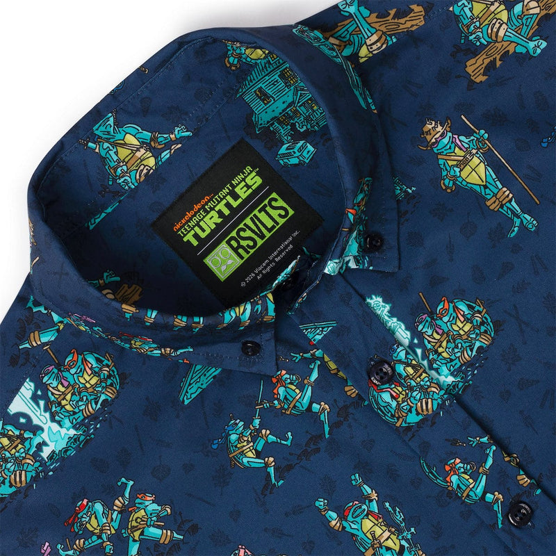 RSVLTS It's Time to Go Back KUNUFLEX Short Sleeve Shirt in Blue — detail 3