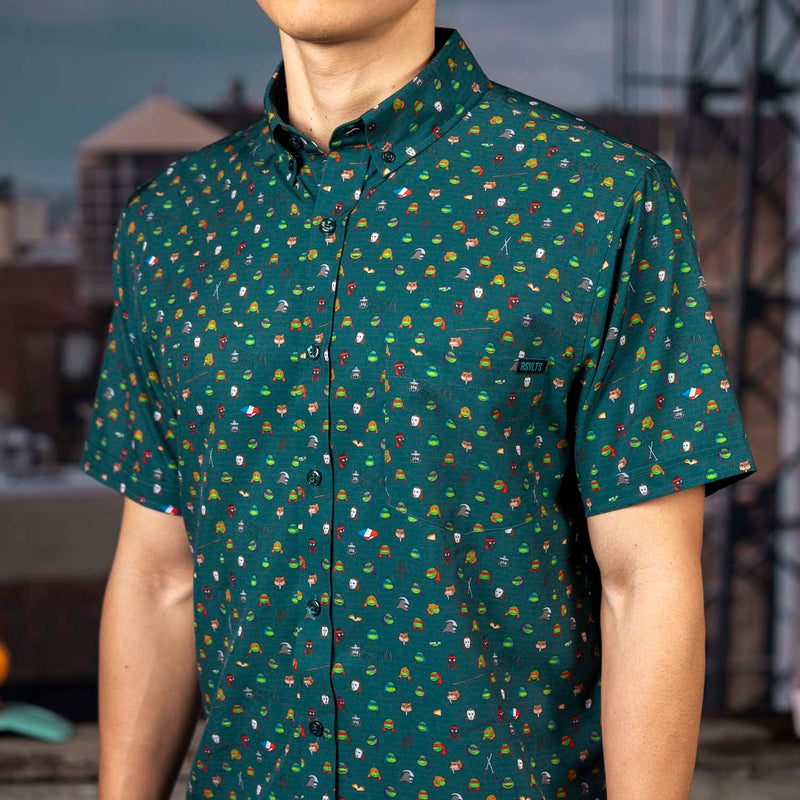 RSVLTS Underground Icons KUNUFLEX Short Sleeve Shirt in Green — detail 2
