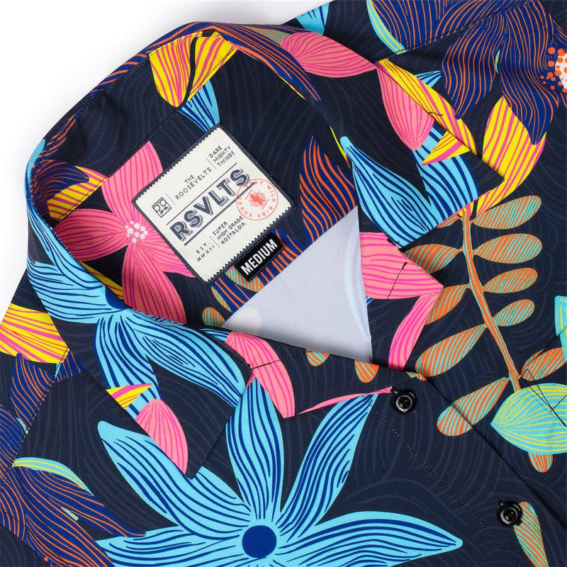 RSVLTS Petal Strokes Women's KUNUFLEX Short Sleeve Shirt in Black — detail 4