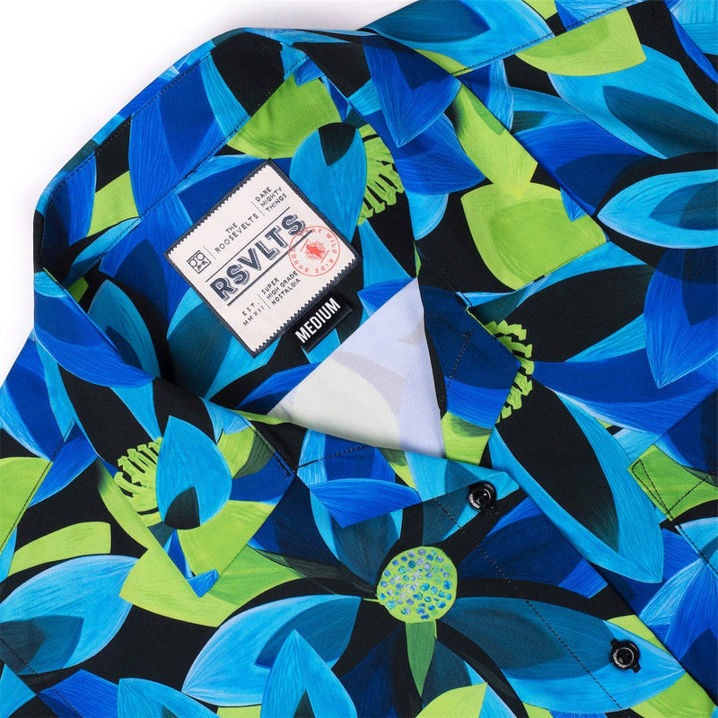 RSVLTS Green & Blume Women's KUNUFLEX Short Sleeve Shirt in Blue — detail 4