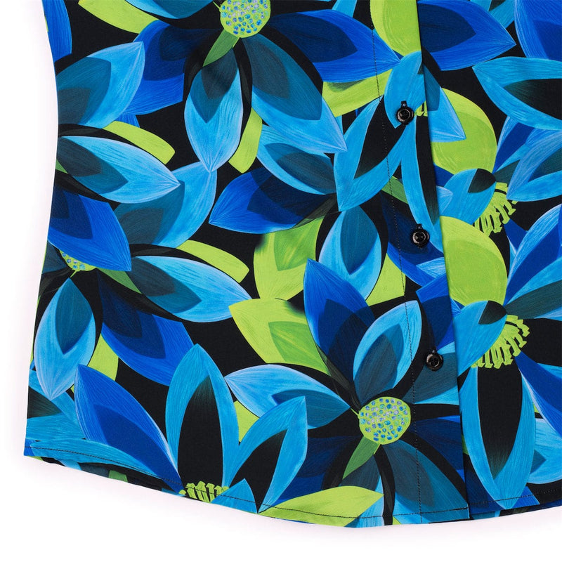 RSVLTS Green & Blume Women's KUNUFLEX Short Sleeve Shirt in Blue — detail 5
