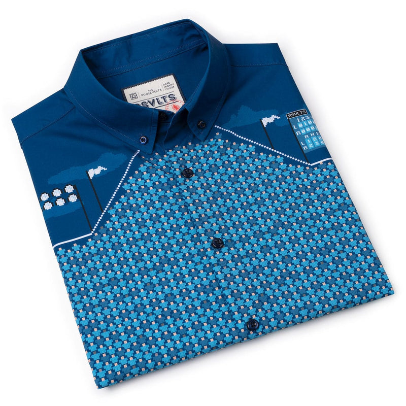 RSVLTS 8-Bit Ballpark KUNUFLEX Short Sleeve Shirt in Blue — detail 10