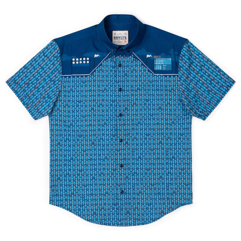 RSVLTS 8-Bit Ballpark KUNUFLEX Short Sleeve Shirt in Blue — detail 2