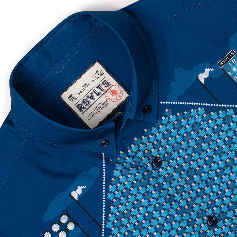 RSVLTS 8-Bit Ballpark KUNUFLEX Short Sleeve Shirt in Blue — detail 5
