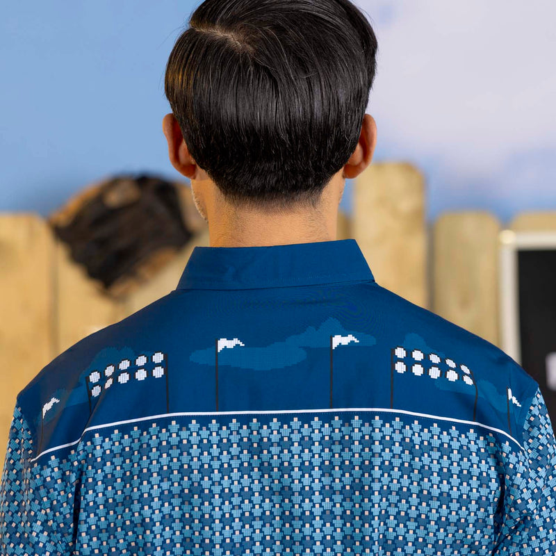 RSVLTS 8-Bit Ballpark KUNUFLEX Short Sleeve Shirt in Blue — detail 6
