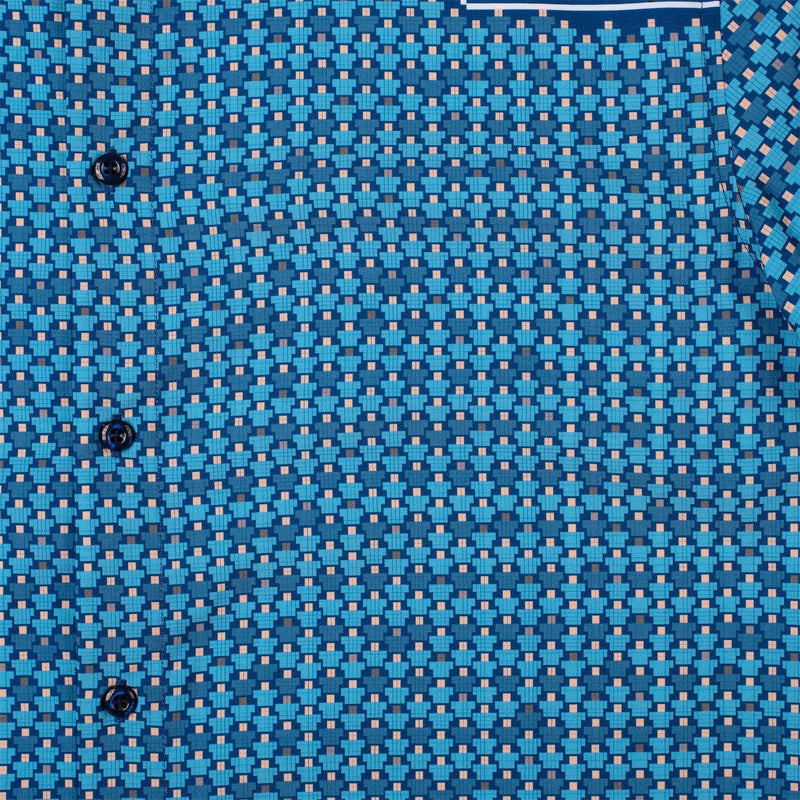 RSVLTS 8-Bit Ballpark KUNUFLEX Short Sleeve Shirt in Blue — detail 7