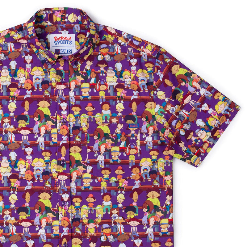 RSVLTS Backyard Bleachers KUNUFLEX Short Sleeve Shirt in Purple — front view