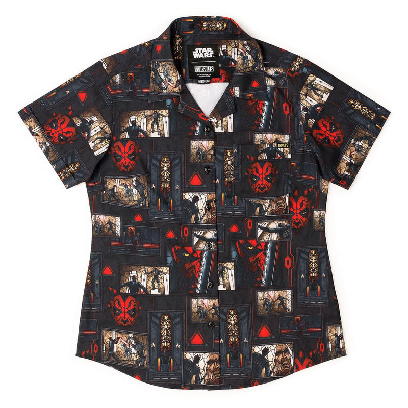 RSVLTS Only the Strongest Shall Rule Women's KUNUFLEX Short Sleeve Shirt in Black — front view