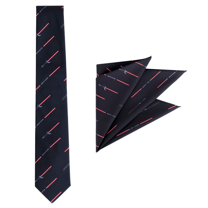 RSVLTS Renegade Blades Tie & Pocket Square in Black — front view