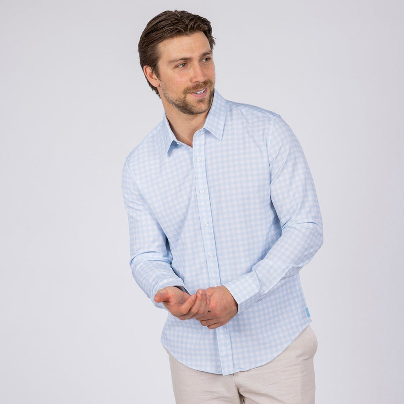 RSVLTS The Beckwith Good Looks KUNUFLEX Dress Shirt in Blue — detail 3