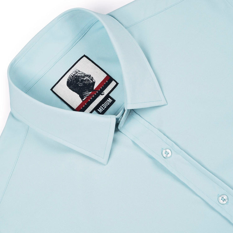 RSVLTS The Cleary Good Looks KUNUFLEX Dress Shirt in Blue — detail 2