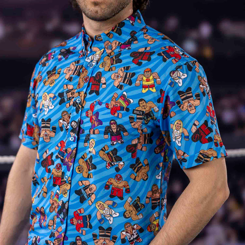 RSVLTS Big Shots Legends KUNUFLEX Short Sleeve Shirt in Blue — detail 4