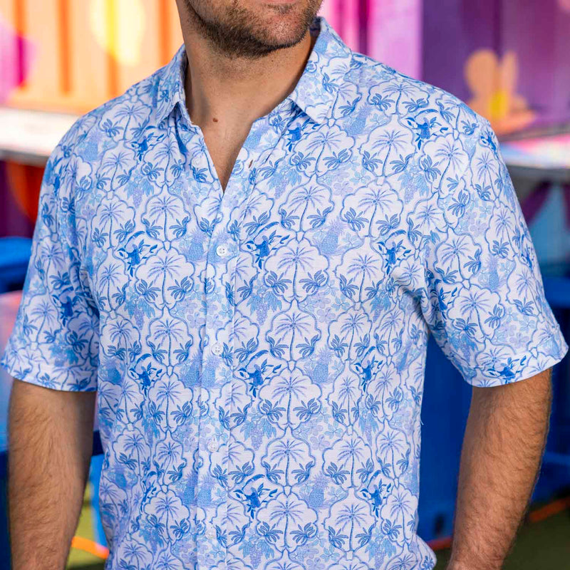 RSVLTS Bluetopia Bamboo Short Sleeve Shirt — front view