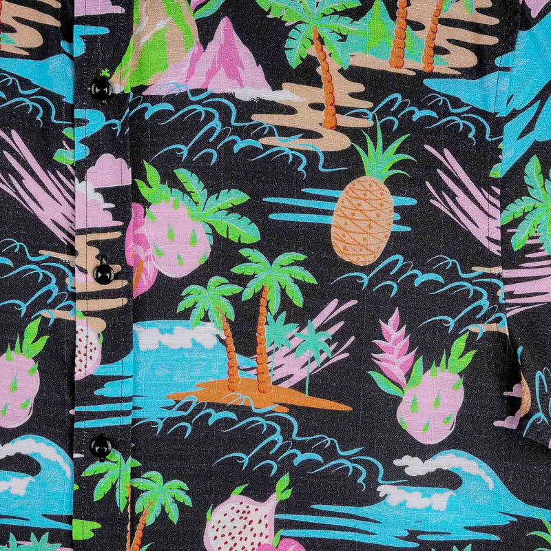 RSVLTS Neon Vacay Bamboo Short Sleeve Shirt in Black — detail 2