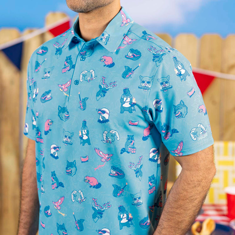 RSVLTS American Grillderness All-Day Polo in Blue — front view