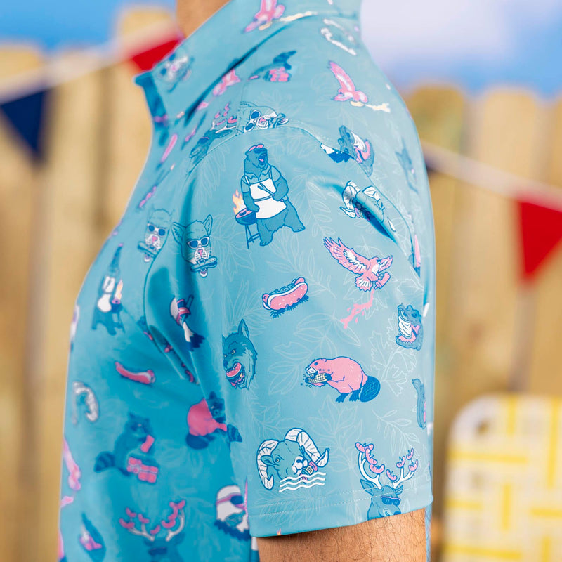RSVLTS American Grillderness All-Day Polo in Blue — detail 3