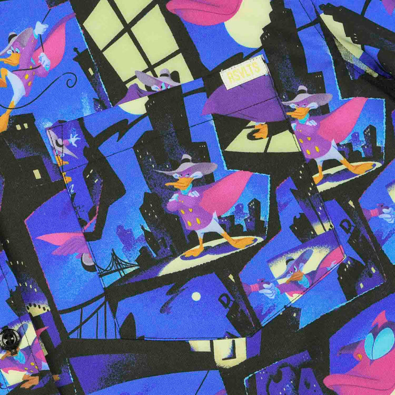 RSVLTS The Duck Night KUNUFLEX Short Sleeve Shirt in Blue — detail 3