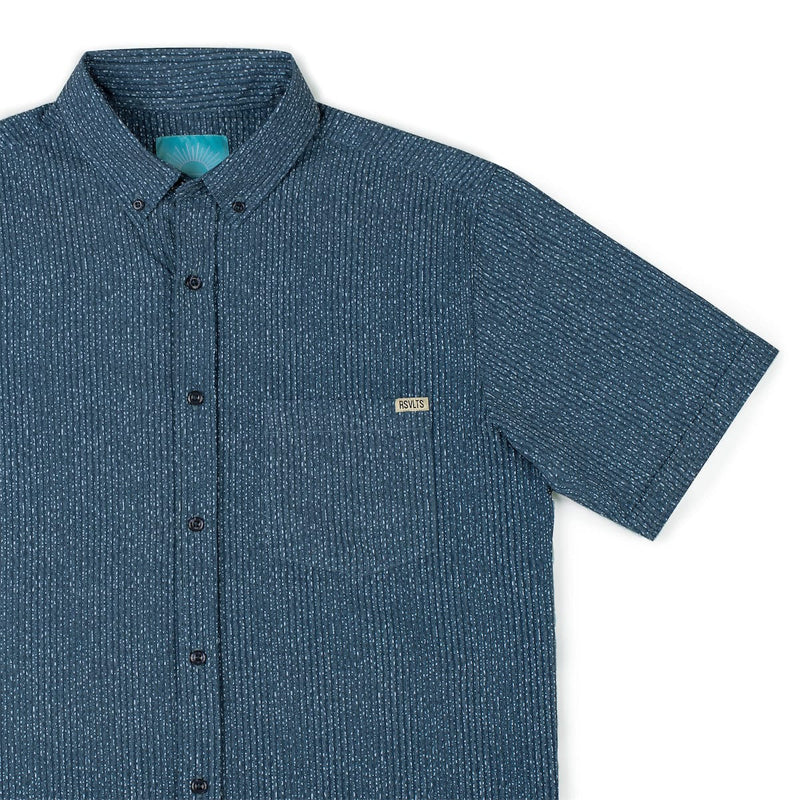 RSVLTS Static Stretch Seersucker Short Sleeve Shirt in Blue — detail 2